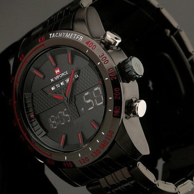 Men’s Waterproof Electronic Sports Watch with Steel Band