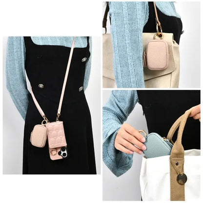 Women’s Leather Coin Purse – Mini Zipper Change Pouch Keychain Wallet