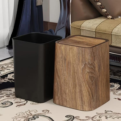 Wood Grain Trash Can