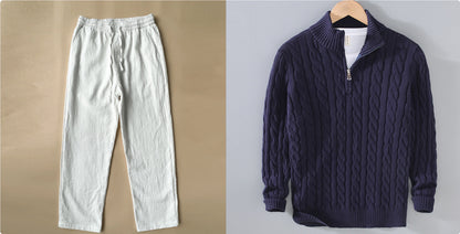 Loose Zip Pullover Knitting Sweater Coat For Men