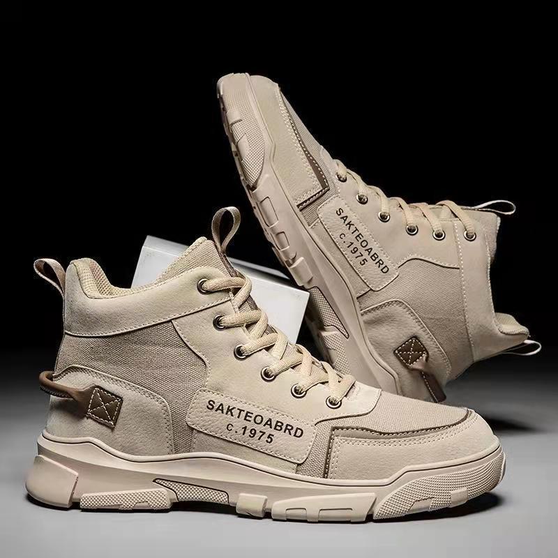 Men’s Ankle Boots – Lace-Up Martin Style Canvas Platform Shoes