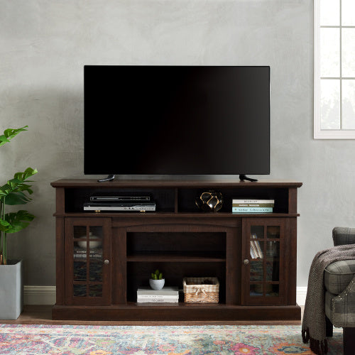 Classic TV Media Stand Modern Entertainment Console For TV Up To 65 With Open And Closed Storage Space Espresso 58.25W15.75D32H