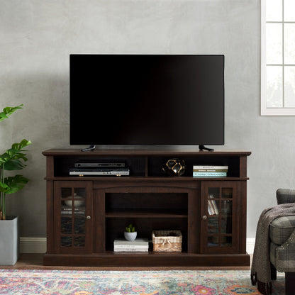 Classic TV Media Stand Modern Entertainment Console For TV Up To 65 With Open And Closed Storage Space Espresso 58.25W15.75D32H