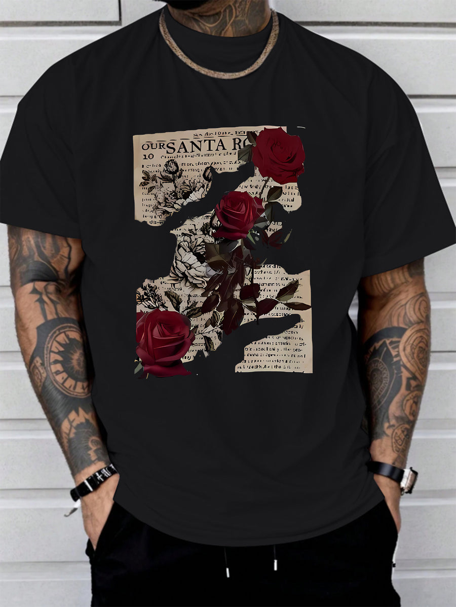 Rose Print Comfortable Soft T-shirt