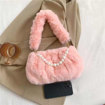 Women's Fashion Pearl Pleated Shoulder Bag