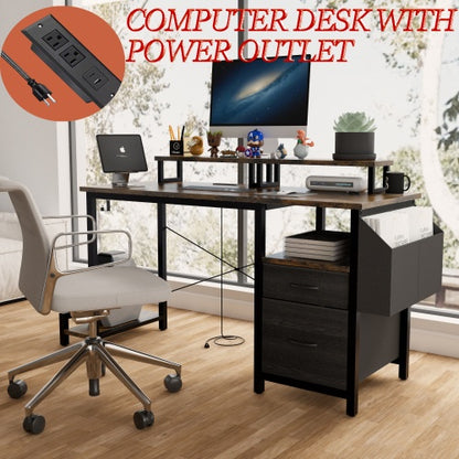 Computer Desk With Drawer And Power Outlets