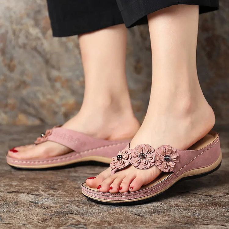 Flowers Sandals Women Retro Style Wedges Shoes