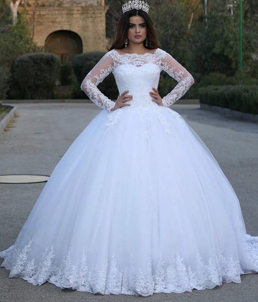 White Vintage Lace Applique Wedding Dress