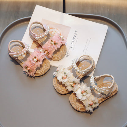 Girls’ Sweet Flower Sandals – Soft Versatile Toddler Shoes