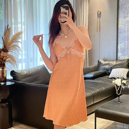 Fashion Polka Dot French Nightdress For Women