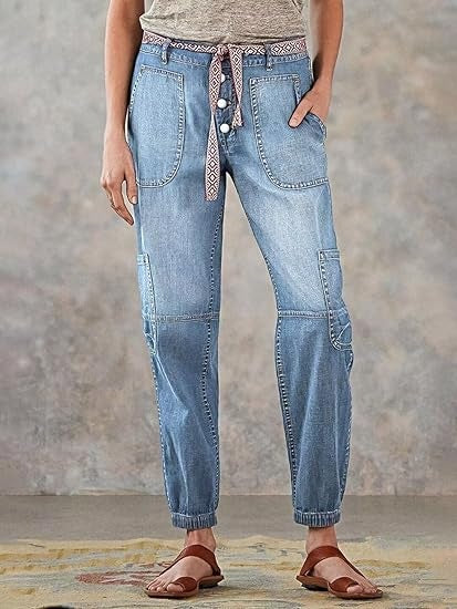 Women's High-Waist Lace-Up Jeans