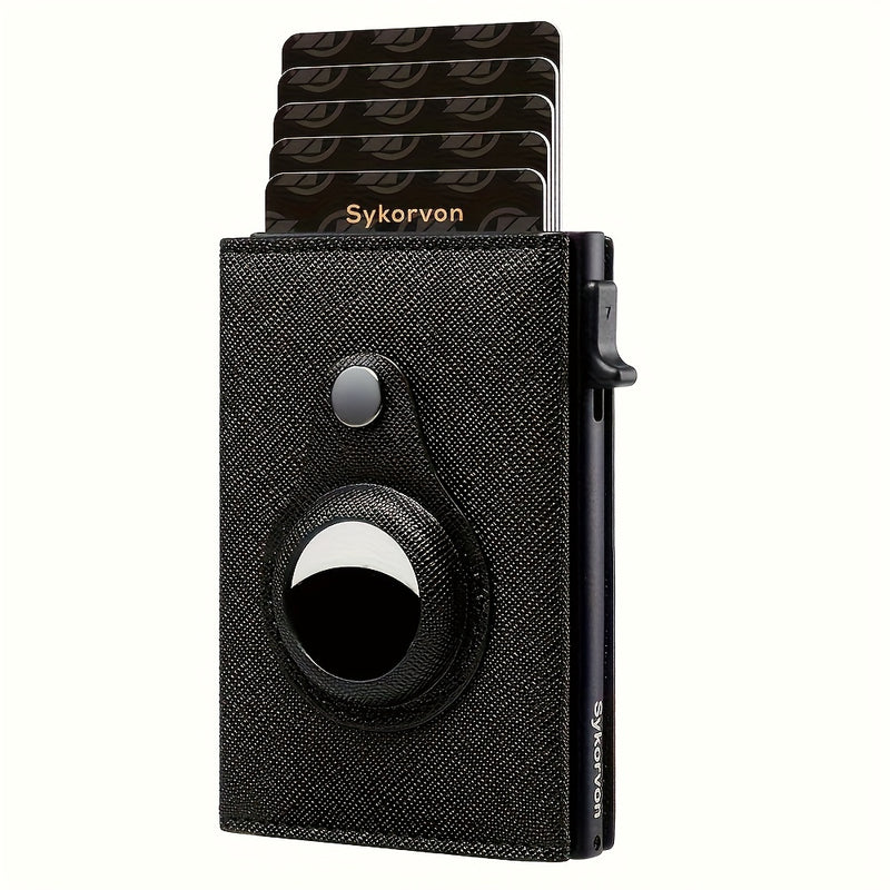 AirTag Men’s RFID Wallet – Minimalist Slim Pop-up Card Holder with Smart Stand