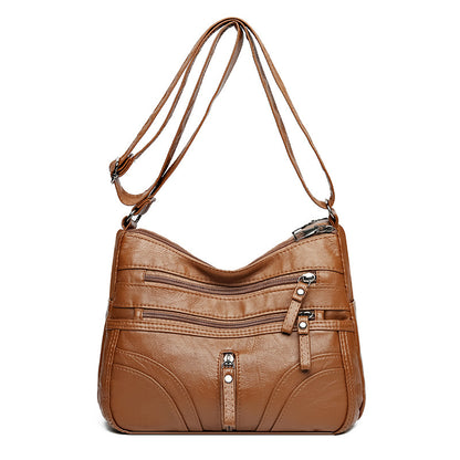 Women’s Soft Leather Shoulder Bag – Large Capacity Messenger Purse