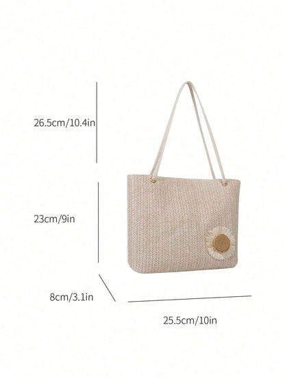 Women’s Large Capacity Shoulder Bag – New Style Korean Woven Tote Handbag