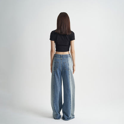 Women’s Washed Blue Loose Stitch Jeans