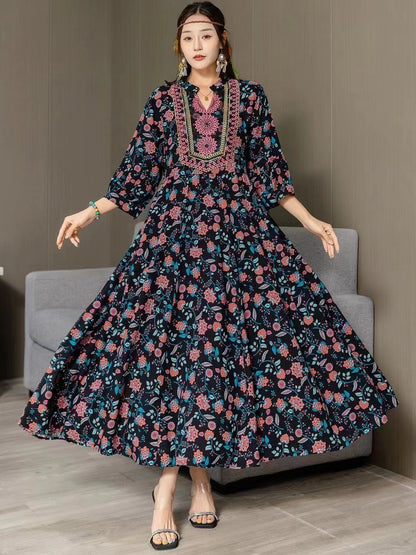 Fashion Personalized Ethnic Style Cotton Dress