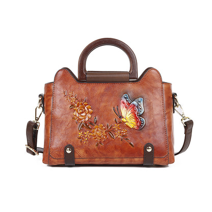 Embossed Leather Handbag – Single Shoulder Crossbody Bag