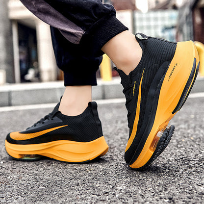 Men’s Air Cushion Sports Shoes | Breathable Knit Lace-Up Sneakers for Running & Casual Wear