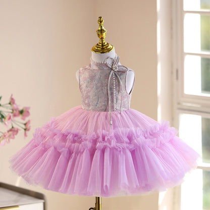 Girls’ Princess Dress – Elegant Tulle Tutu Outfit for Piano Performance