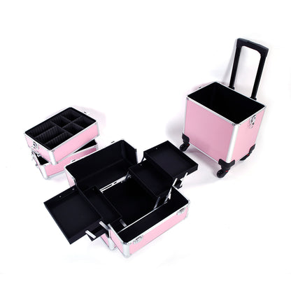 4-in-1 Aluminum Alloy, Trolley, Vanity Case, Embroidery Box