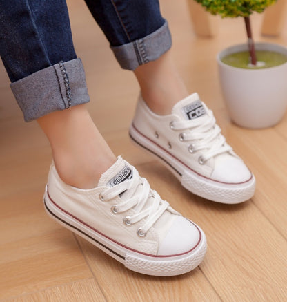 Kids’ White Canvas Shoes – Non-Slip Casual Baby & Student Sneakers