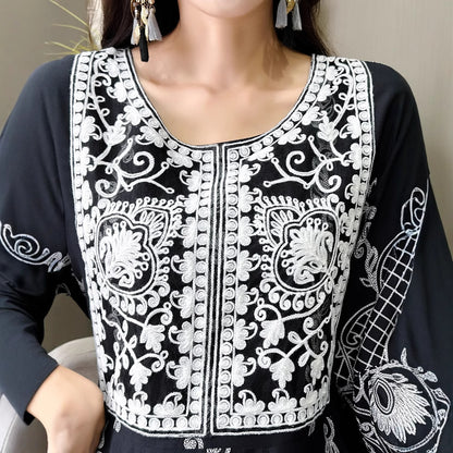 Ethnic Style Embroidered Large Swing Bohemian Style Dress Women