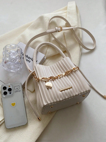 Trendy Pleated Handbag – Women’s Fashion Chain Bucket Shoulder Bag