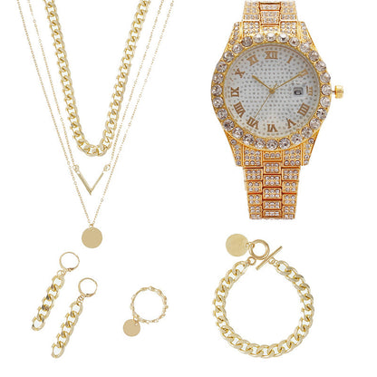 Women’s 5-Piece Jewelry Quartz Watch Gift Set