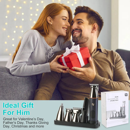 All-In-One Men’s Beard Trimmer – 5-in-1 Waterproof Cordless Grooming Kit with Hair Clipper & Nose Trimmer