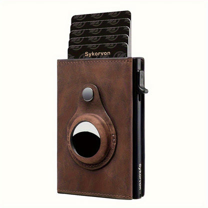 AirTag Men’s RFID Wallet – Minimalist Slim Pop-up Card Holder with Smart Stand
