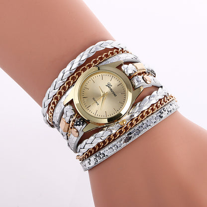 Women’s Fashion Leopard Weave Wrap Bracelet Watch