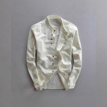 Men's Casual Shirt Chinese Style Stand Collar Cotton Linen
