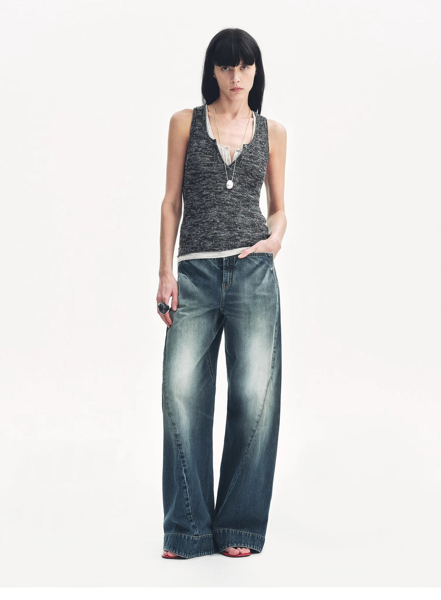 Meredelle Sequin Henley Vest