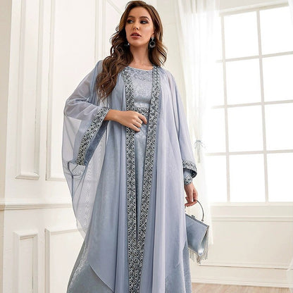 Middle East Dubai Arab Abaya Embroidery Set Female