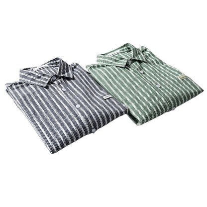 Spring Men's Collar Shirt Jacket  Personalized Striped