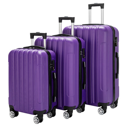 20/24/28 Inch Purple 3-in-1 ABS Aluminum Alloy Spinner Trolley Luggage Set with Handle