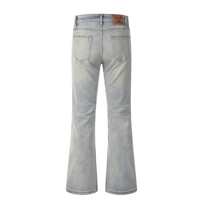 Washing Water Denim Bootcut Trousers Men