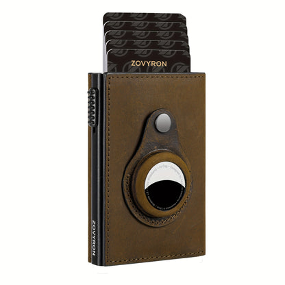 Men’s Tri-Fold Wallet with AirTag Card Slot – RFID Blocking Smart Pop-up Credit Card Holder