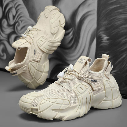 Men’s Trendy Fly Woven Sneakers – Casual Thick Sole Work & Sports Shoes