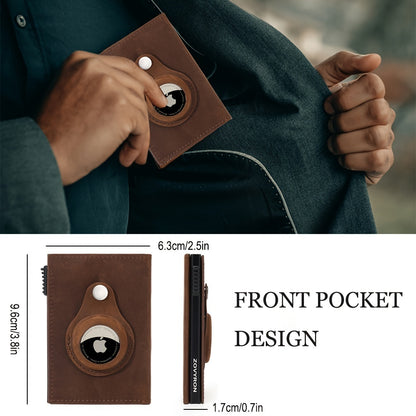 Men’s Tri-Fold Wallet with AirTag Card Slot – RFID Blocking Smart Pop-up Credit Card Holder