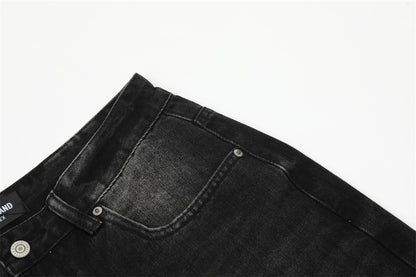 Contrast Color Denim Straight-leg Trousers Men