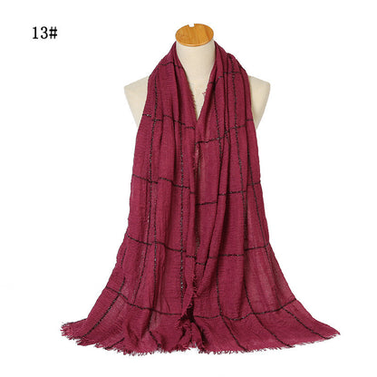 Glitter Lace Lines Sequins Crinkle Crimp Ripped Cotton Turban Hijab