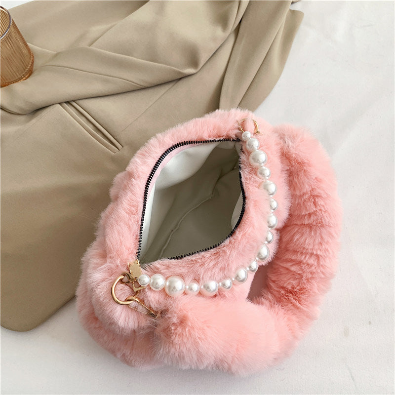 Women's Fashion Pearl Pleated Shoulder Bag