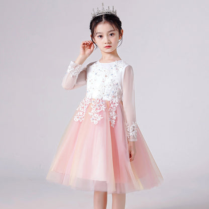 Mesh Sleeves Gradient Skirt