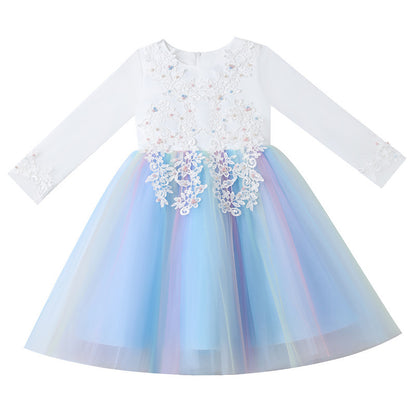 Mesh Sleeves Gradient Skirt