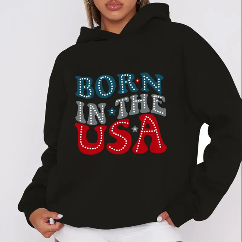 Women's Casual Hoodie With Born In The USA