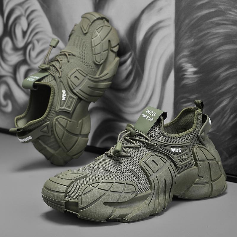 Men’s Trendy Fly Woven Sneakers – Casual Thick Sole Work & Sports Shoes