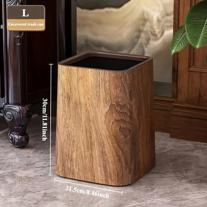 Wood Grain Trash Can