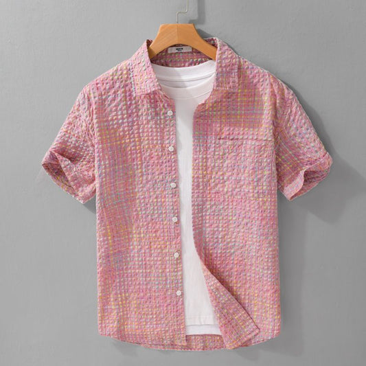 Fashion Trendy Loose Thin Shirt Plaid Men Clothing
