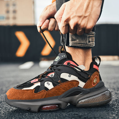 Men’s Leather Chunky Sneakers – Thick Sole Casual Shoes